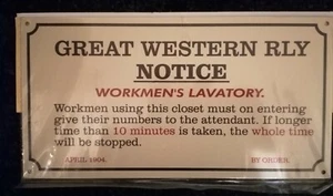 Retro Replica GWR Workmen's Lavatory Notice Great Western Railway Metal Sign - Picture 1 of 2