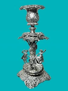Impresionante Candelabro Antiguo Desmontable Rococó Alemán Plata Sólida 800 - Imagen 1 de 24