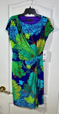 NWT Colorful Jones New York Faux Wrap Front Sheath Dress Women's Size 10 New - Image 1 of 4