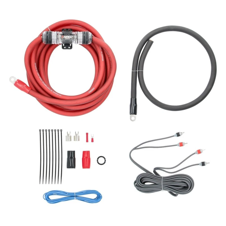 T-SPEC V8-AK1 1/0 GAUGE 100 OXYGEN COPPER (OFC) AMP WIRE INSTALLATION KIT