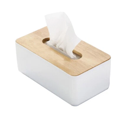 Wooden Tissue Box Rectangular Tissue Paper Cover Holder for Home Office - Image 1 of 4