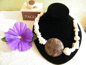 COLLAR TAGUA 100% orgánico natural MARFIL LILIANA CHIPS, BLOQUES Y DISEÑO DE COCO - Imagen 1 de 4