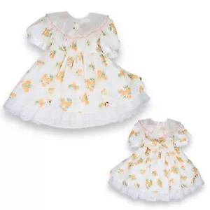 Vintage Girls Warm Orange Floral Print round Collared Pageant Party Dress 4T / 4 - Picture 1 of 14