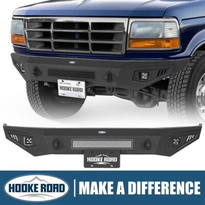 Parachoques delantero Hooke Road con luz LED compatible con Ford Bronco F-150 F-250 F-350 1992-1996 Foto 1 de 4