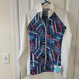 NWT Sunice Womens Large Pink Blue White Zip Up Jacket Athleisure Thermal - Picture 1 of 11