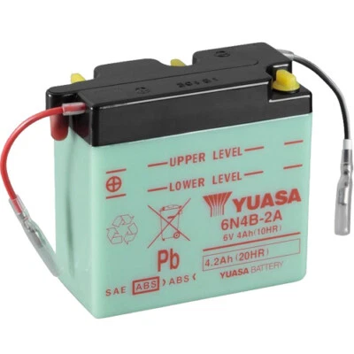 Motorrad Batterie YUASA 6N4B-2A (DC) offen, trocken, 6V|4Ah|CCA:A (102x48x96mm) - Bild 1 von 4