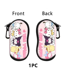 HELLO KITTY GLASSES CASE SOFT FOAM NEOPRENE WITH SECURE KEYCHAIN & ZIPPER - Picture 1 of 10