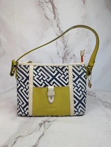 Spartina Handtasche Tasche Leinen Leder 449 blau grün Print Daufuskie Island - Bild 1 von 12