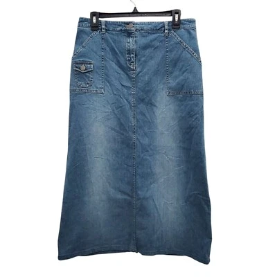 Ruff тесаный женщин средний стирка искусственно состаренный джинсовой ткани макси длинный карандаш Jean юбка Sz 10 - Изображение 1 из 4