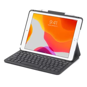 Logitech Slim Folio Case Integrated Bluetooth Keyboard iPad 7th & 8th Generation - Picture 1 of 9