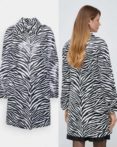 Trench cappotto Michael Kors nuovo con etichetta stampa zebrata cotone balmacano nero bianco piccolo