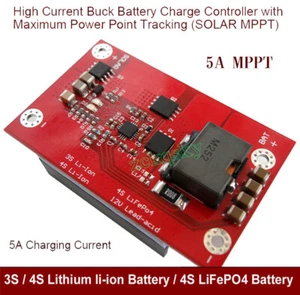 5A MPPT Solar Charge Controller 3S / 4S Lithium LiFePO4 Battery Charging Board - Picture 1 of 5