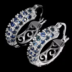 Sommer 925 Silber Ohrringe Runde Blau Saphir Diamantschliff Edelstein Schmuck - Bild 1 von 10