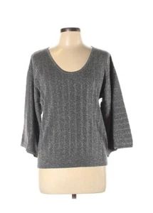 Chicos Size 2 Silk Silver Gray  Scoop Neck Sparkle Party Sweater Womens Large - Picture 1 of 3