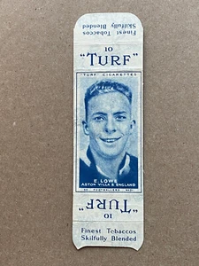 1948 Turf Zigaretten EDDIE LOWE Soccer Football MIT TABS Aston Villa England - Bild 1 von 2