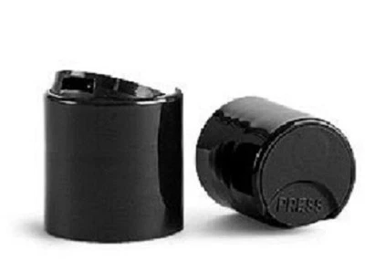 24/410 BLACK Disc dispensing Push Smooth bottle Cap / top 24/410 - 100 qty - Image 1 of 2