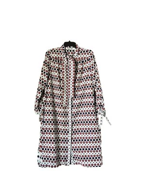 I. Magnin & Co Mujer Bufanda Rayas Botones Ocultos Vestido MIDI Grande Retro Elegante Foto 1 de 4