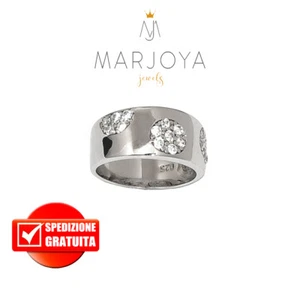 Anello fascia pois con zirconi bianchi in argento 925 rodiato - Bild 1 von 4