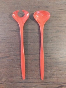 Vintage Rosti Mepal Melamine, SALAD Servers Denmark Orange/Red (B) - Picture 1 of 18