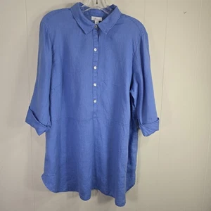 Top túnica de playa costera J Jill para mujer Love lino popover talla XL azul pequeño - Imagen 1 de 8