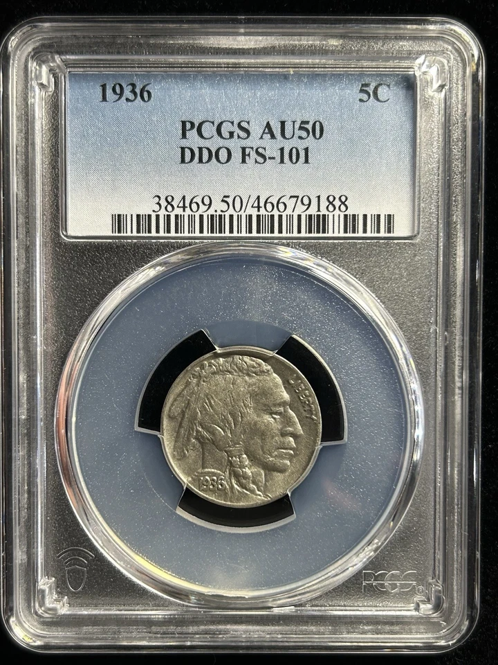 1936 5C DDO FS-101 PCGS AU50 - Image 1 of 2