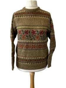 Laura Ashley Pure New Wool Fair Isle Jumper Round Neck Multicoloured Size M - Picture 1 of 11