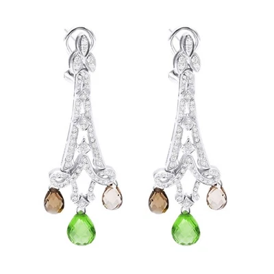 Women's 18K Gold Peridot Diamond Chandelier Earrings 0.99ct - Image 1 of 4