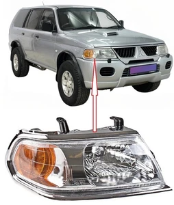 FRONT RIGHT HALOGEN HEADLIGHT LAMP FOR MITSUBISHI PAJERO MONTERO SPORT 2000-2007 - Picture 1 of 6