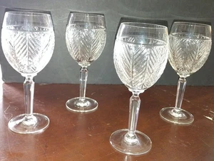 Ralph Lauren Herringbone Crystal Wine Water Goblet Glass Set Of Four (4) - Picture 1 of 6
