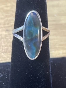 .925 Sterling Silver and Blue Sea Paua Shell Hand Crafted Ring Size 5 Made In US - Picture 1 of 7