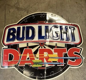 Vintage 90er Jahre Bud Light Bier Darts großes Blechschild Bar Werbung - Bild 1 von 3