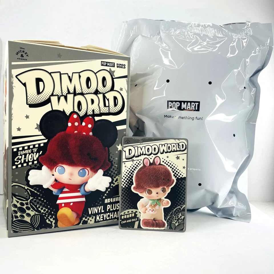POP MART Dimoo World x Disney Series Blind Box Vinyl Plush Keychain Toys Doll