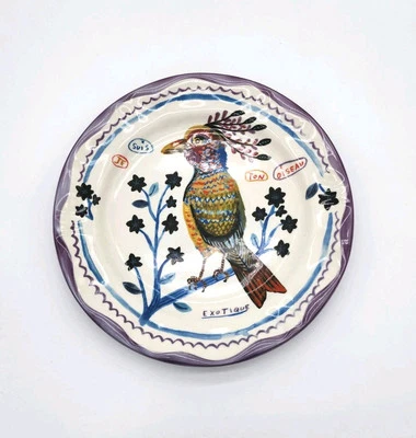 ANTHROPOLOGIE Nathalie Lete I Am Your Bird 10" Plato de cena exótico francófilo  Foto 1 de 4