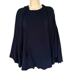 Anthropologie Capole Navy Blue Poncho Kangaroo Pocket Hoodie XS Navy - Picture 1 of 5