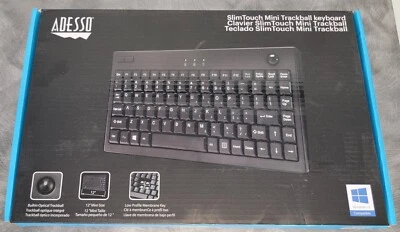 Adesso AKB-310UB - SlimTouch Mini Trackball USB Keyboard, Black - Image 1 of 2