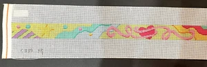 S Roberts Cook Adult Heart Theme Belt Handpainted Needlepoint Canvas - Picture 1 of 3