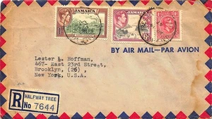Jamaika Halfway Tree Registrierte Brief 1947 Abdeckung - Picture 1 of 2