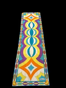 Vintage Paoli Retro Mod Floral Scarf Bright Long Rectangle Go Go 44 In Japan 70s - Picture 1 of 4