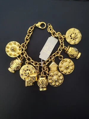Nwt Vtg Erwin Pearl Bracelet Charms Goldtone Adjustable 7-8.5" - Image 1 of 4