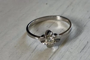 Stunning PT950 Platinum 0.11ct Genuine Diamond Ring Size 5 (US) Vintage Jewelry - Picture 1 of 2