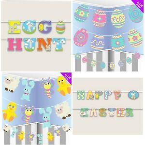 Elegant Bunting Banner Happy Easter Bunny Hanging Garland Party Decor Decoration