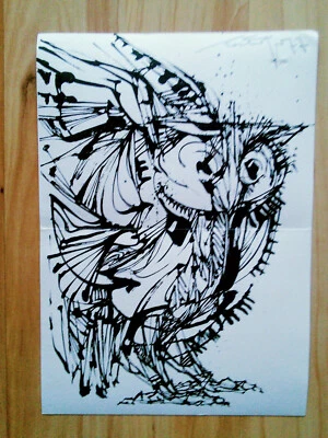 hans prähofer Siebdruck handsigniert 1977 ,30x22cm Eule - Bild 1 von 3