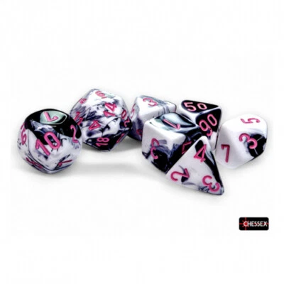 Dice - Gemini Black-White/Pink (7-Dice Set) - Image 1 of 4