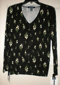 NWT ELLEN TRACY WOMEN'S SIZE XS  V-NECK PULL OVER LS SWEATER/TOP FLORAL - Picture 1 of 2