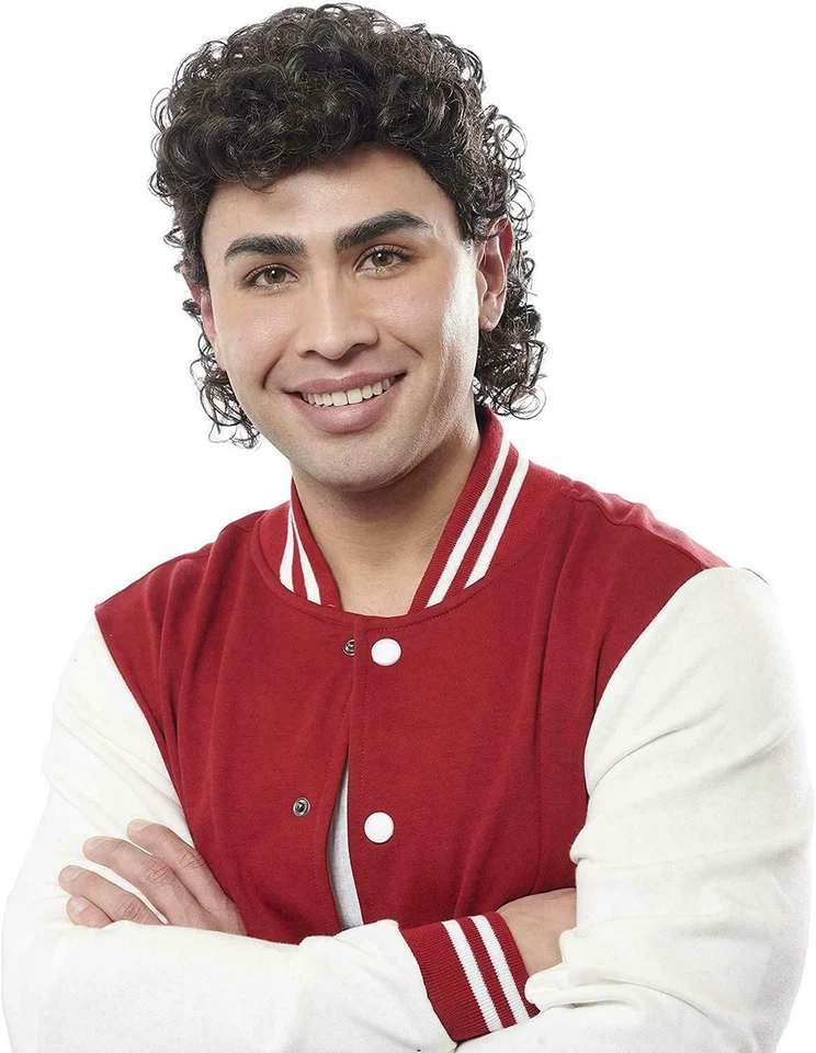 A.C. Slater Curly Mullet Wig Saved By Bell TV  Costume Brown Kenny Powers Jock - Image 1 of 1