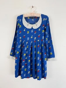 Vintage 1990s Betsey Johnson Grunge Flower Babydoll Mini Dress | petite xxs - Picture 1 of 9