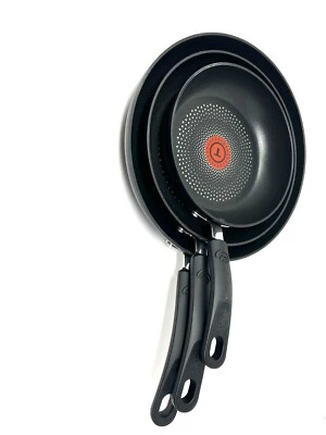 TEFAL T-Fal C547S3CT Durable Titanium Nonstick Thermo-Spot Heat Indicator Fry Pan 3 pc