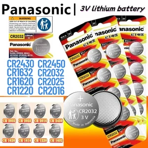 Panasonic CR1220 CR1616 CR1620 CR1632 CR2025 CR2032 3V Lithium Coin Batteries - Picture 1 of 15