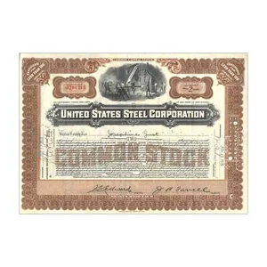United States Steel Corp. Stock Certificate // 1-99 Shares // Red // 1940s - Picture 1 of 2