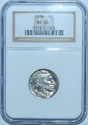1936 P NGC MS66 Buffalo Nickel - Image 1 of 2